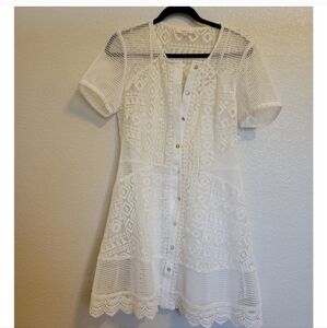 Womens Chandi & Lia white mini crochet dress with cotton slip underneath size m